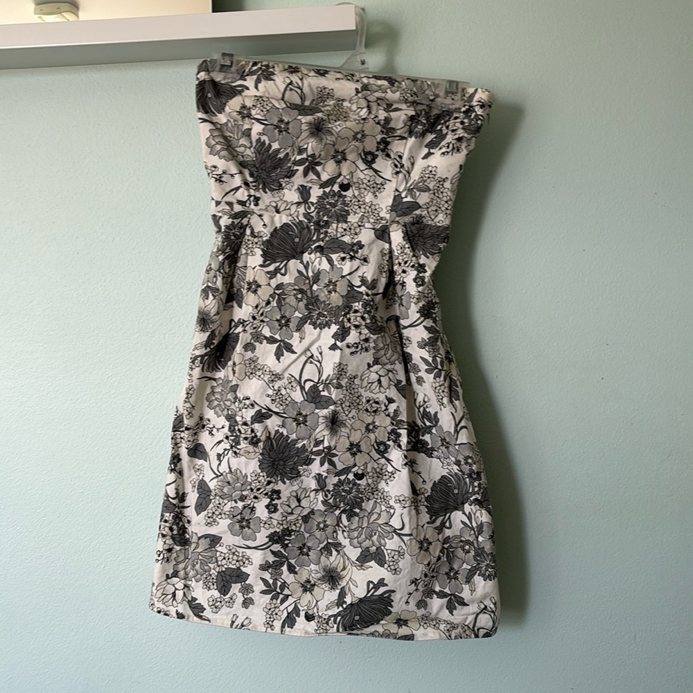 Strapless floral mini dress